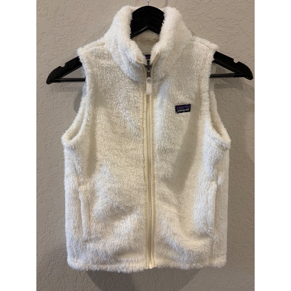 Patagonia Los Gatos Fleece Vest Cream White Full Zip Girls Large 12 L